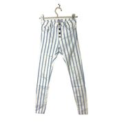 Bershka blue white retro stripe mid rise button fly jeans 4