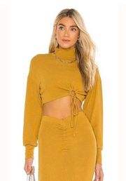 NBD Mock Neck Ruched Top In Mustard p