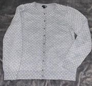 Women’s  cardigan button up sweater sz M polkadot gray and light green