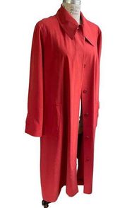 Vintage 90s Linda Allard for Ellen Tracy Red Silk Trench Coat - size 8