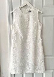 Karl Lagerfeld White Lace Knee Length Sheath Dress 3D Applique Floral Design 8