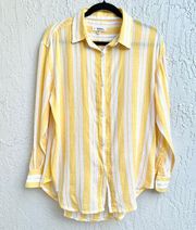 Lemlem By Liya Kebede Long Sleeve Striped Button Down Shirt Yellow Womens Medium