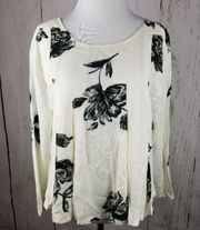 Kimchi Blue Cream Floral Flare Top Blouse Size XS