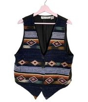 Vintage Jane Ashley Southwestern Aztec pattern  woven vest Large