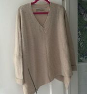 Allsaints sweater wool alpaca blend large zipper asymmetrical hem