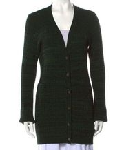 Vince Heathered Green Cashmere Wool Blend Button Up Tunic Cardigan