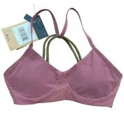 NWT The North Face Lead In Cross Back Sports Bra Bralette Pink Olive Women's XS