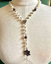 Lucky Brand lariat beaded flower necklace