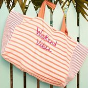 NWT LOFT Large “Weekend Vibes” Striped Tote Bag