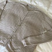 1990s Grey Cable Knit Sweater Set, Cardigan with Matching Tee Shirt