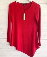 💕3 for $20 Red Scoop Neck Asymmetrical Sweater