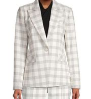 NWT $398 Elie Tahari cream black checkered blazer extra button