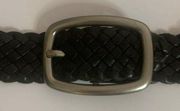 Black Leather Braided Belt with Silver Hardware…Unisex
