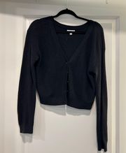 waist length black knit cardigan sweater