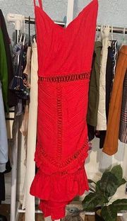 39. Angel biba red see through midsection cross strap party dress size large