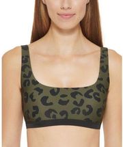 NWT DKNY Leopard-Print Bikini Top Block Leopard Moss Green