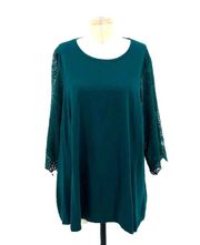 City Chic Embroidered Angel Top Alpine Green Blue Size XL / Plus Size 22