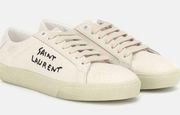 Saint Laurent Embroidered Sneakers in Panna 36 6 New with Box Womens Athletic