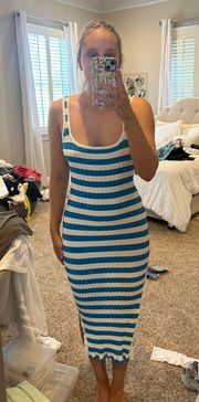 Blue And White Midi Dress