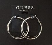 New Guess Silver Double Hoops