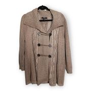 Style & Co Womens Cardigan Sweater Size 2X Tan Brown Heather Sailor Cable Button