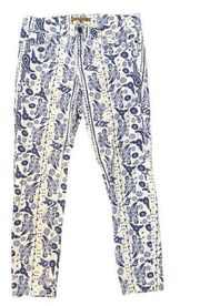 Rebecca Minkoff Jane blue & white paisley skinny jeans size 30