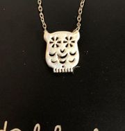 Stud Buds Owl Necklace Silver Tone Cutout Boho Retro from Howard's Inc