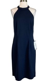 Alex Evenings Women's Cocktail Dress Size 12 Blue Backless Halter Neck Sheath