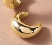 Chunky Yellow Gold Lightweight Drop Circle Earrings Women’s