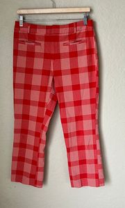 Orange Plaid Cropped Pants