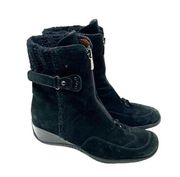 Aquatalia Black Suede Weatherproof Zip Front Combat Snow Boots Size 7.5