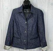 Peck & Peck animal print blue jean jacket size 10