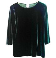 R&M Richards Vintage Pine Green Velour Tunic Women’s Size 12 90s Festive Holiday