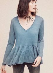 Anthropologie Deletta Tiered Ruffled Peplum Top