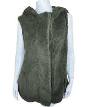 Koolaburra by UGG Brushed Back Sherpa Cozy Vest Olive Night XL Sleeveless Hooded