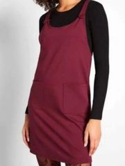 Love of Layering Knit Jumper Dress SMALL Burgundy Scoop Neck Mini Rayon