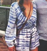 Tie-Dye Blue White Romper