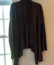 Lole xl brown open front asymmetrical top lightweight stretchy pockets