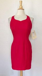 Vintage 90’s Solid Red Strappy Cocktail Sheath Dress