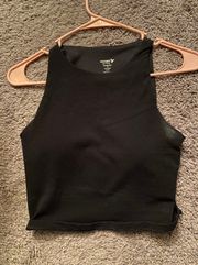 Black Workout Cropped Tank Top 