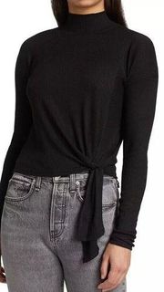 RAG & BONE Top Womens M The Rib Knit Side Tie Turtleneck Cropped Tee Long Sleeve