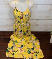 NEW Vero Moda Yellow Floral Tie Slit Maxi Dress