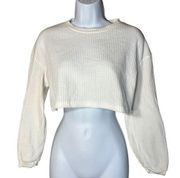 Zaful White Cropped Sweater Size Small