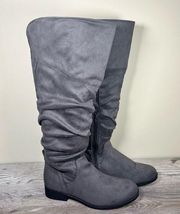 NWOT Maurices Gray Faux Suede Slouchy Knee High Boots - Size 9