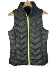 SO Gray & Green Zip Sleeveless Puffer Vest S