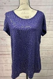 1214-Isaac Mizrahi medium purple t shirt with sparkles