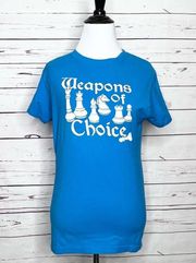 Tultex Chess “Weapons of Choice” Electric Blue Graphic T-Shirt Size XL