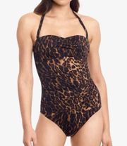 Ralph Lauren Ocelot Leopard Underwire One piece Strapless Swimsuit NWT 4 NWT