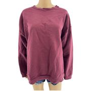 Hanes (L) Burgundy Red Distressed Athleisure Sweatshirt Sweater