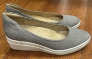 Naturalizer Gray Wedge Sam Slip On Casual Size 8W-Wide Micro Suede Comfort Shoes